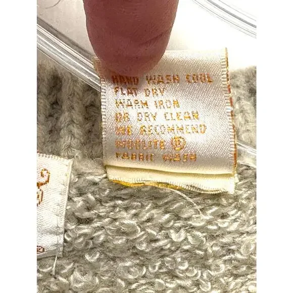 Kerri & Kelsey Sweater Vintage Boucle Cardigan Taupe Beige Crest Buttons Size L - Picture 6 of 6
